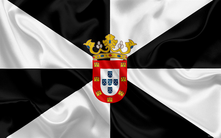 Flag of Ceuta, autonomous region, Spain, Ceuta, Gibraltar, silk flag, coat of arms