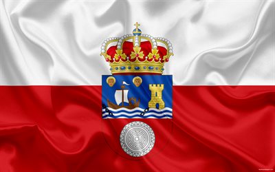 La bandera de Cantabria, comunidad aut&#243;noma, provincia de Cantabria, Espa&#241;a, bandera de seda, Cantabria escudo de armas