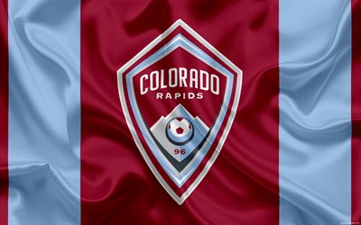 Colorado Rapids FC, American Club de F&#250;tbol de la MLS, estados UNIDOS, la Major League Soccer, el emblema, los Rapids de Colorado logotipo, bandera de seda, Colorado, f&#250;tbol