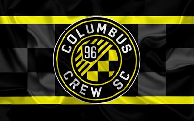 Columbus Crew SC, FC, American Football Club, MLS, USA, Major League Soccer, emblem, logo, silk flag, Columbus, Ohio, football
