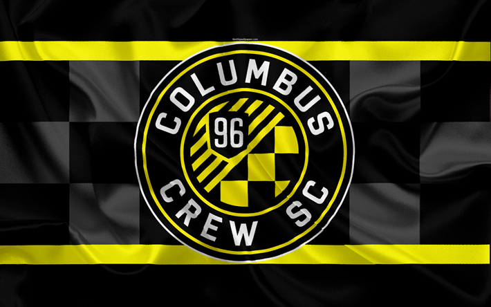 Columbus Crew SC, FC, Club di Football Americano, MLS, USA, Major League Soccer, emblema, logo, bandiera di seta, Columbus, Ohio, calcio