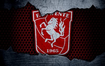 Twente, 4k, logo, Eredivisie, soccer, football club, Netherlands, grunge, metal texture, Twente FC