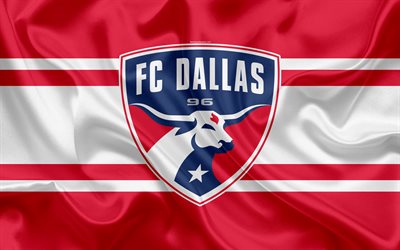 Dallas FC, Americano Futebol Clube, MLS, EUA, Major League Soccer, emblema, logo, seda bandeira, Dallas, futebol