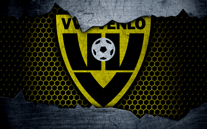 فينلو, 4k, شعار, الدوري الهولندي, كرة القدم, نادي كرة القدم, هولندا, VVV-Venlo, الجرونج, الملمس المعدني, نادي فينلو