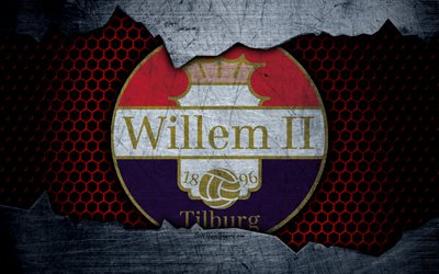Willem II, 4k, logo, Eredivisie, soccer, football club, Netherlands, grunge, metal texture, Willem II FC