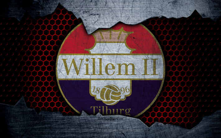 Willem II, 4k, logotyp, Eredivisie, fotboll, football club, Nederl&#228;nderna, grunge, metall textur, Willem II-FC