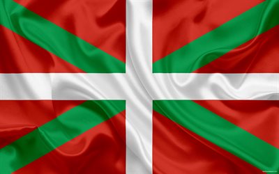 Flag of Basque Country, Basconia, autonomous community, province, Spain, Basque Country, silk flag, coat of arms