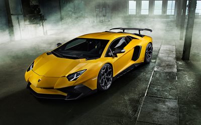 Lamborghini Aventador, LP 750-4, Superveloce, LB834, Novitec Torado, 4k, sports car, yellow Aventador, sports coupe, racing car, Lamborghini