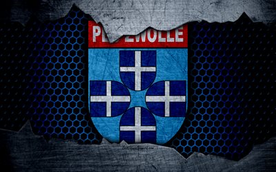 Zwolle, 4k, logo, Eredivisie, soccer, football club, Netherlands, PEC Zwolle, shoegazing, metal texture, FC Zwolle