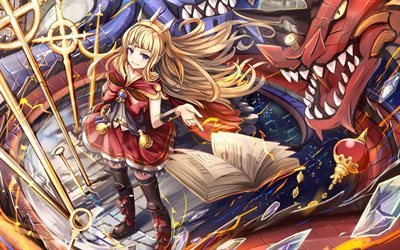 Granblue Fantasy, manga, anime games, anime characters, dragon, sorceress
