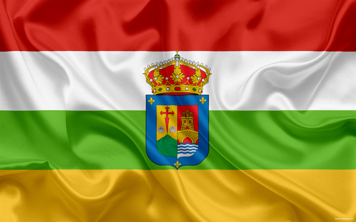 Flaggan i La Rioja, autonoma, provinsen, Spanien, silk flag, La Rioja vapen