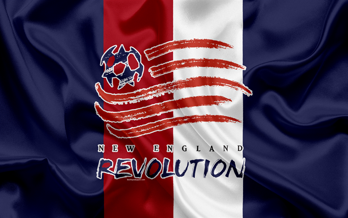 New England Revolution FC, American Football Club, MLS, USA, Major League Soccer, emblem, logo, silk flag, Foxboro, Massachusetts, football