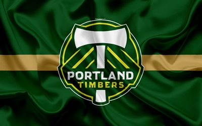 Portland Timbers FC, American Football Club, MLS, Major League Soccer, emblem, logo, silk flag, Portland, Oregon, USA, football