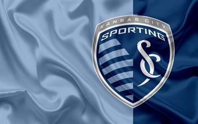 Sporting Kansas City FC, Amerikansk Football Club, MLS, Major League Soccer, emblem, logotyp, silk flag, Kansas City, Missouri, USA, fotboll