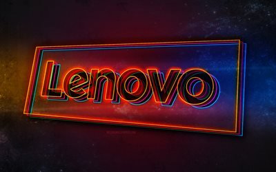 Lenovoロゴ, ライトネオンアート, Lenovoエンブレム, レノボネオンロゴ, クリエイティブアート, Lenovo