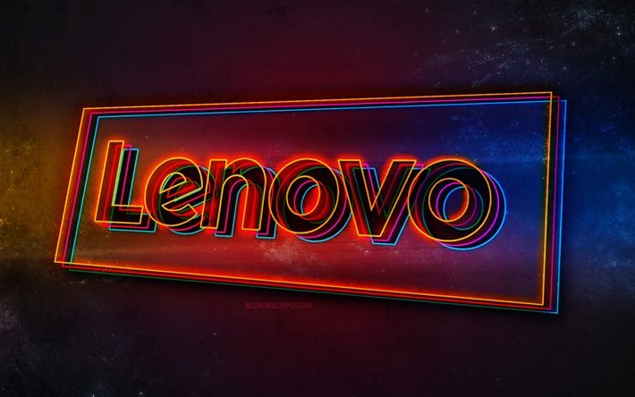 Lenovo-logo, kevyt neontaide, Lenovo-tunnus, Lenovo-neon-logo, luova taide, Lenovo