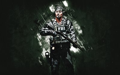 Michael Syfers, agente de CSGO, Counter-Strike Global Offensive, fondo de piedra verde, Counter-Strike, personajes de CSGO