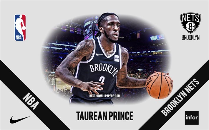Taurean Prince, Brooklyn Nets, American Basketball Player, NBA, portrait, USA, basketball, Barclays Center, Brooklyn Nets logo