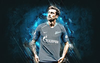 Claudio Marchisio, FC Zenit, Italian footballer, midfielder, blue stone background, football