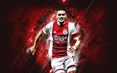 Dusan Tadic, Ajax Amsterdam, Serbian footballer, midfielder, AFC Ajax, red stone background, football