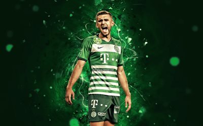 Siger David, 2020, Ferencvaros TC, Hungarian footballers, OTP Bank Liga, soccer, green neon lights, Siger David Ferencvaros