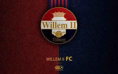 willem ii-fc, 4k, niederl&#228;ndische fu&#223;ball-club, leder textur, logo, emblem, eredivisie, tilburg, niederlande, fu&#223;ball, supreme football league