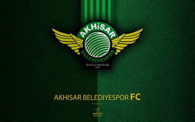 Akhisar Belediyespor FC, 4k, turco, club de f&#250;tbol, de textura de cuero, emblema, logotipo, Super Lig, Manisa, Turqu&#237;a, f&#250;tbol, F&#250;tbol turco Campeonato