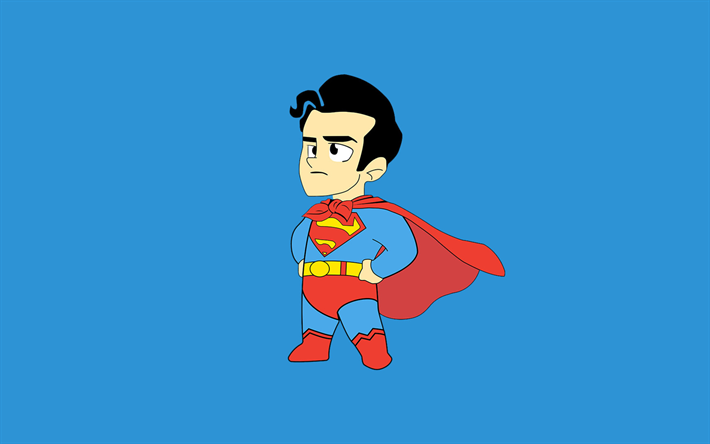 superman, kunst, superhelden, minimal, blauer hintergrund