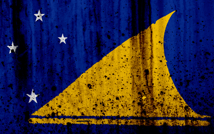 Tokelau bandeira, 4k, grunge, bandeira de Tokelau, Oceania, Tokelau, s&#237;mbolos nacionais, Tokelau bandeira nacional
