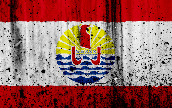 franz&#246;sisch-polynesien flagge, 4k, grunge, flagge, franz&#246;sisch-polynesien, ozeanien, nationale symbole