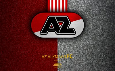 AZ Alkmaar FC, 4K, Dutch football club, leather texture, logo, emblem, Eredivisie, Alkmaar, Netherlands, football, supreme football league