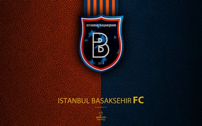 Istanbul Basaksehir FC, 4k, turco, club de f&#250;tbol, de textura de cuero, emblema, logotipo, Super Lig, Estambul, Turqu&#237;a, el f&#250;tbol, el Campeonato de F&#250;tbol de turqu&#237;a