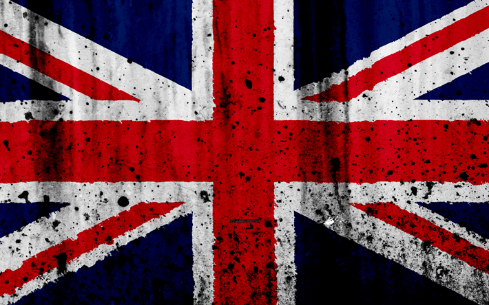 bandeira do Reino Unido, 4k, grunge, textura de pedra, bandeira brit&#226;nica, Europa, Reino Unido, Bandeira do reino UNIDO, s&#237;mbolos nacionais, A Gr&#227;-Bretanha, A gr&#227;-Bretanha bandeira nacional