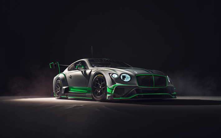 Bentley Continental GT3, 4k, 2018 autoja, tuning supercars, Bentley