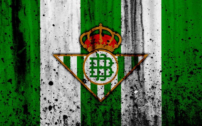 Real Betis, 4k, grunge, La Liga, sten struktur, fotboll, football club, LaLiga, Real Betis FC
