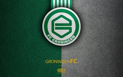Groningen FC, 4K, Dutch football club, leather texture, logo, emblem, Eredivisie, Groningen, Netherlands, football, Dutch Football Championship