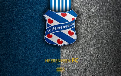 SC FC Heerenveen, 4K, オランダサッカークラブ, 革の質感, ロゴ, エンブレム, Eredivisie, Heerenveen, オランダ, サッカー, オランダサッカー選手権大会