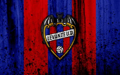 Levante, 4k, grunge, La Liga, stone texture, soccer, football club, LaLiga, Levante FC