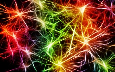neon neuronalen verbindungen, neonlicht, bunte abstraktion, neuronen