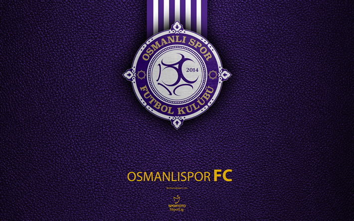 Osmanlispor FC, 4k, Turkkilainen jalkapalloseura, nahka rakenne, tunnus, logo, Super Lig, Ankara, Turkki, jalkapallo, Turkin Jalkapallon Mestaruuden
