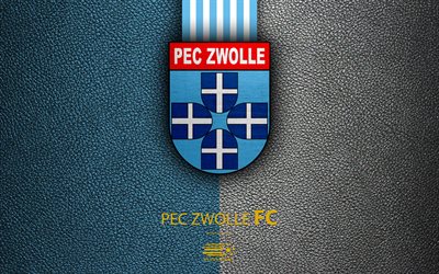 PEC Zwolle FC, 4K, Hollanda Futbol Kul&#252;b&#252;, deri doku, logo, amblem, T&#252;rk, Zwolle, Hollanda futbol, Hollanda Futbol Şampiyonası