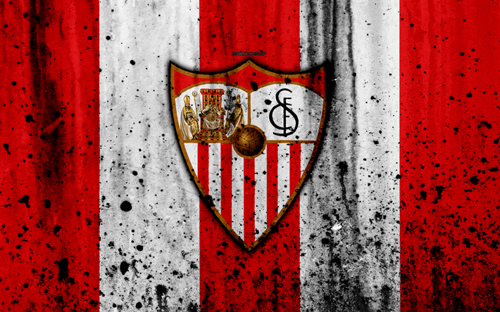 Sevilla, 4k, grunge, La Liga, stone texture, soccer, football club, LaLiga, Sevilla FC