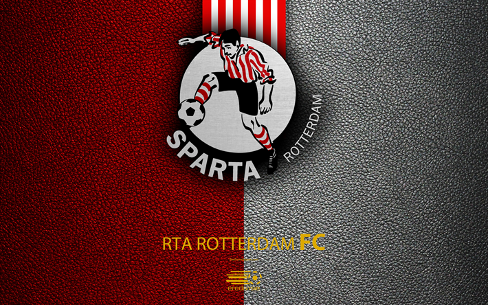 Sparta Rotterdam FC, 4K, Dutch football club, leather texture, Sparta logo, emblem, Eredivisie, Rotterdam, Netherlands, football, Dutch Football Championship