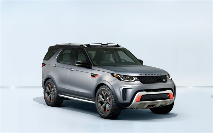 land rover discovery sv, 2018, 4k, suv, silber neue entdeckung, british-cars, land rover