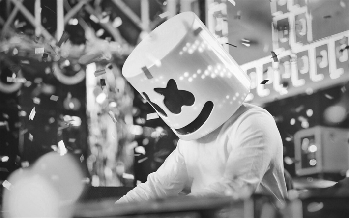 Marshmello, DJ, monochrome, soir&#233;e, superstars, DJ Marshmello
