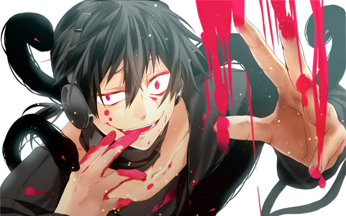 Konoha, red eyes, close-up, artwork, Kagerou Project, manga