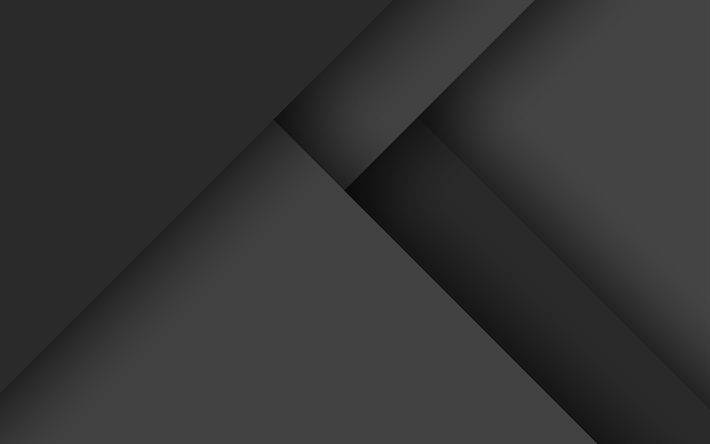 4k, dark material design, gray and black, android, lollipop, triangles, geometric shapes, creative, strips, geometry, material design, gray background