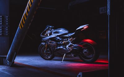 Ducati 1199 Panigale S, vista laterale, 2018 biciclette, parcheggio, parcheggio gratuito, superbike, moto italiane, notte, Ducati