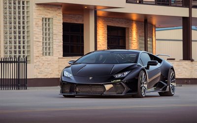 Lamborghini Huracan, 2018, black supercar, sports coupe, tuning Huracan, Italian sports cars, Underground Racing Twin Turbo, Lamborghini