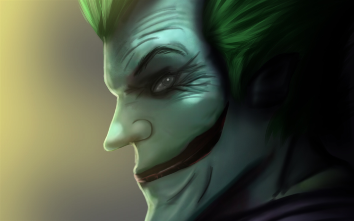Joker, profilo, opere d&#39;arte, anti-eroe, sorridente joker, creativo, supereroi, antagonista